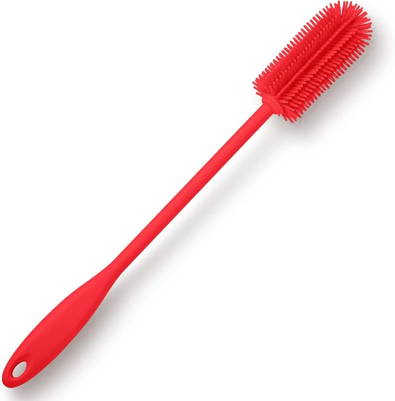 Purtribe Silicone Bottle Brush, Water Bottle Cleaner Brush with Long Handle, Perfect for Cleaning Narrow Neck Containers, Vacuum Sports Bottle, Tumblers, Flask, Glassware (1 Pack, Red) - Image 2